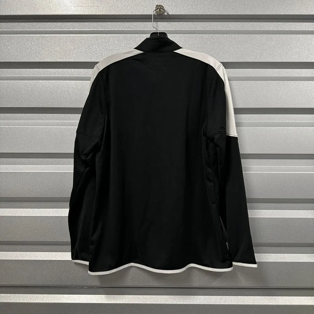 Under Armour Rival Jacket Womens L‎ Zip Front Black White BH Logo Pockets NEW